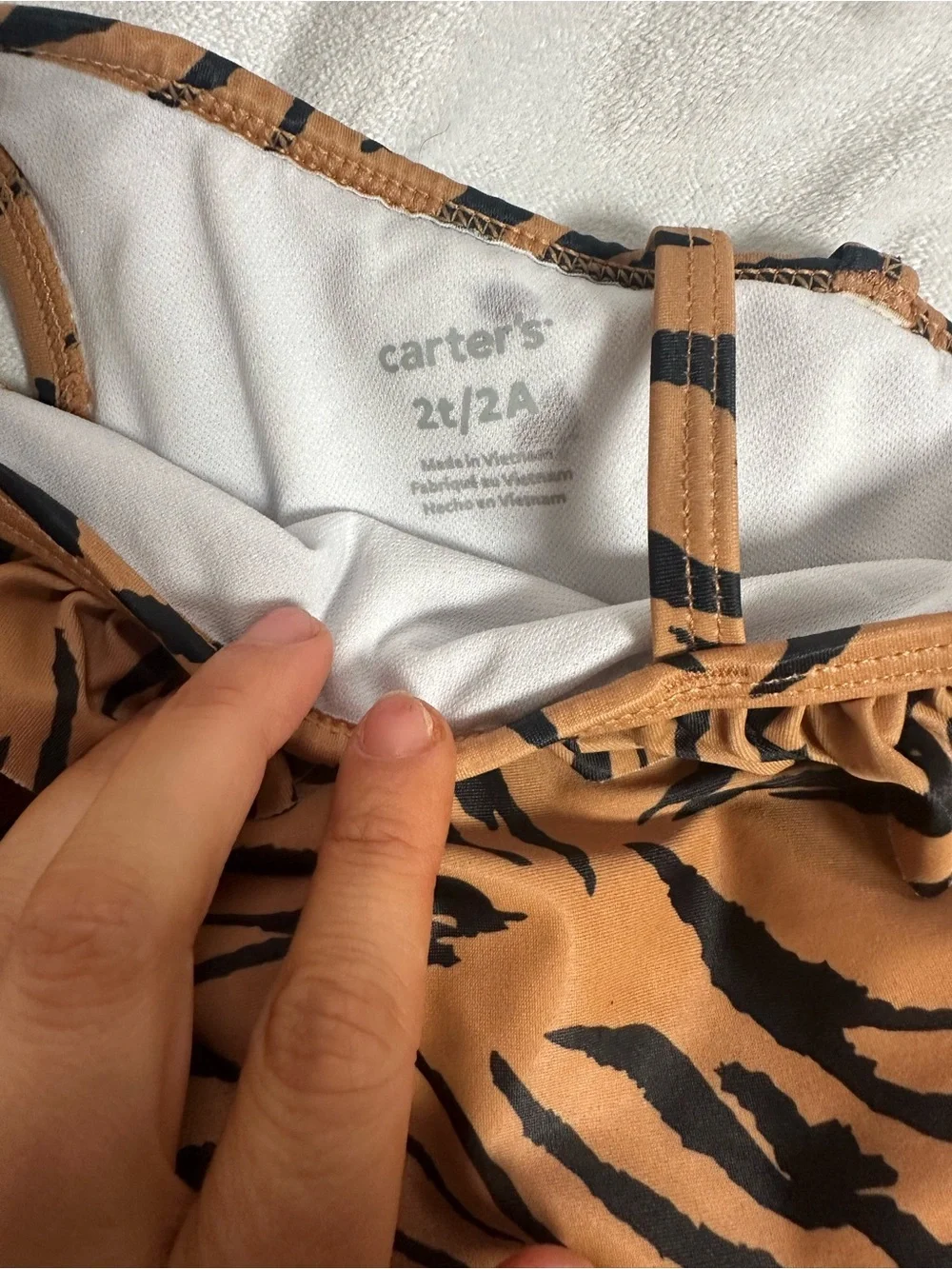 Carter's Tiger Stripe One-Shoulder Swimsuit - Brown & Black